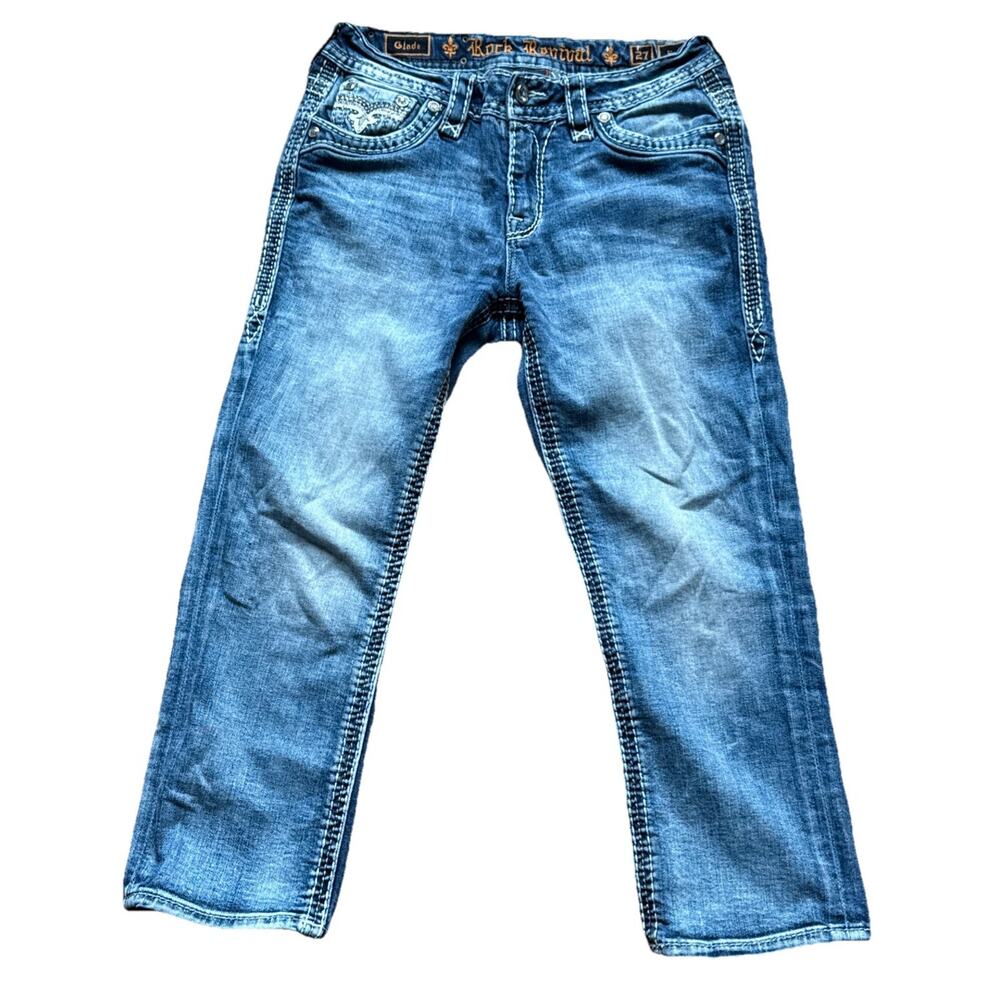 Rock Revival Glade‎ Easy Crop Jeans Sz 27 Bling Rocker